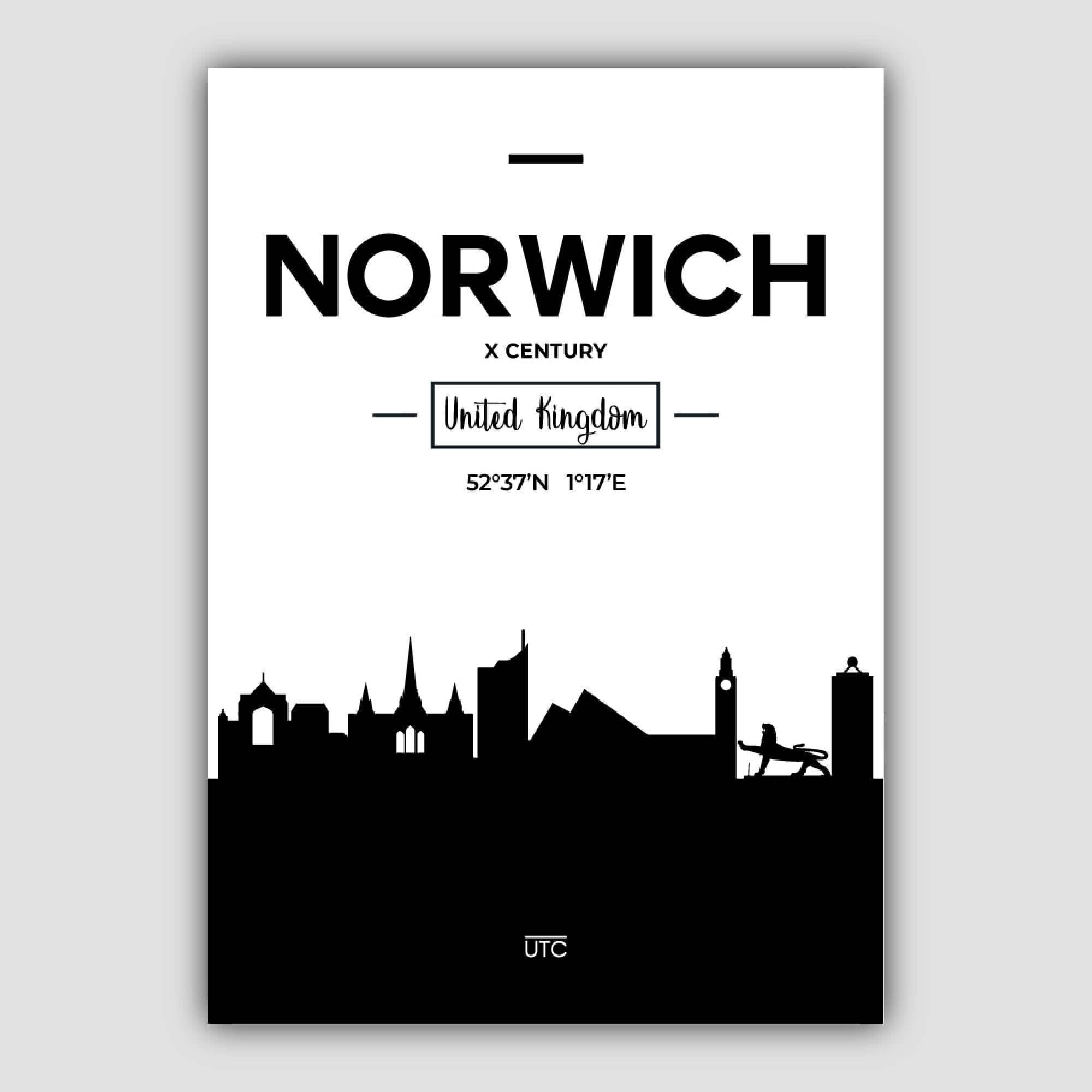 Norwich City Skyline Cityscape Print