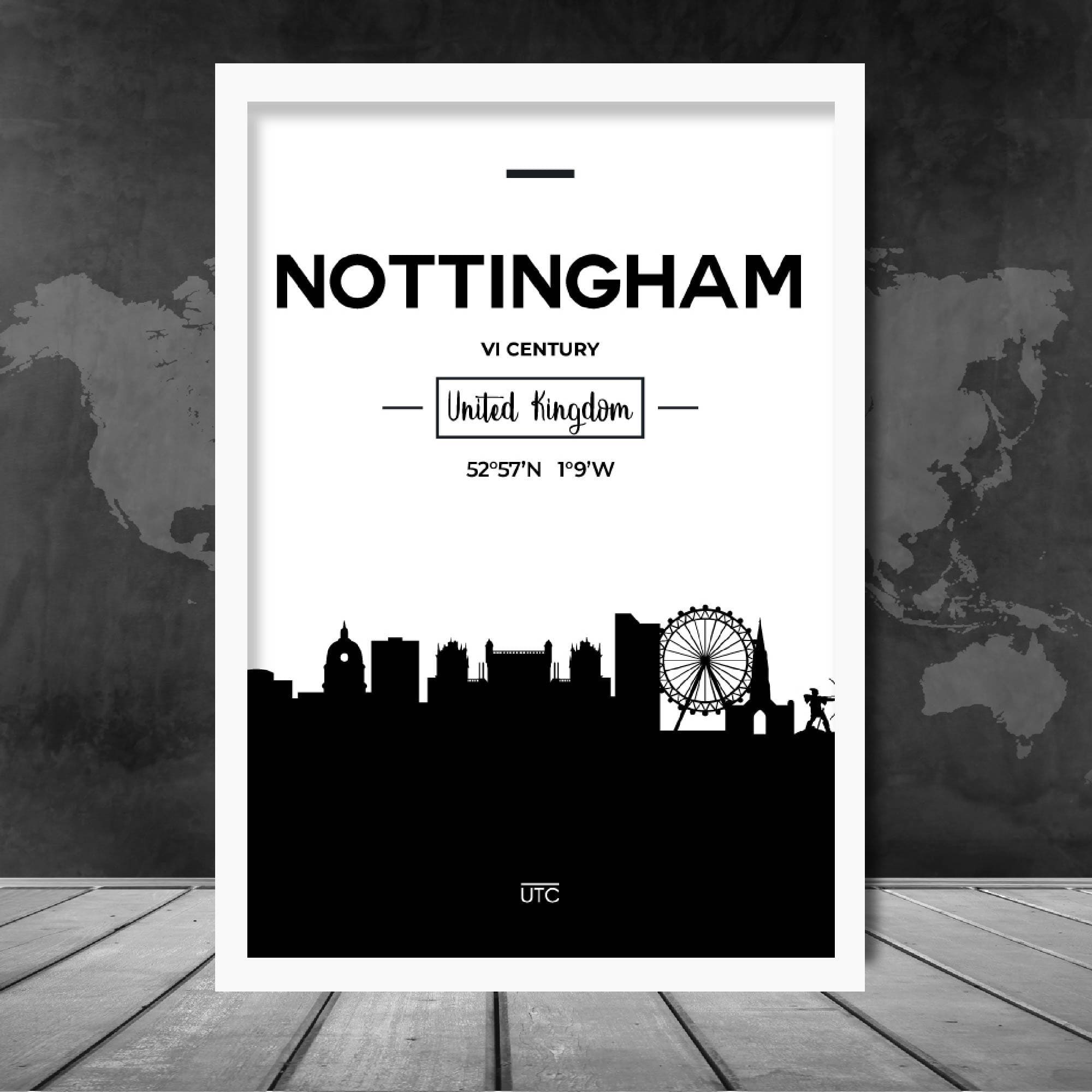 Nottingham City Skyline Cityscape Print