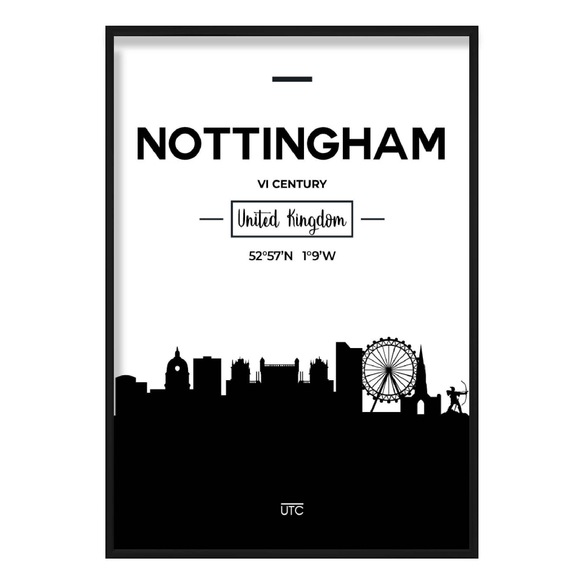 Nottingham City Skyline Cityscape Print