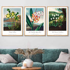 Vintage Botanical Medicinal Flowers Set of 3 Wall Art Prints