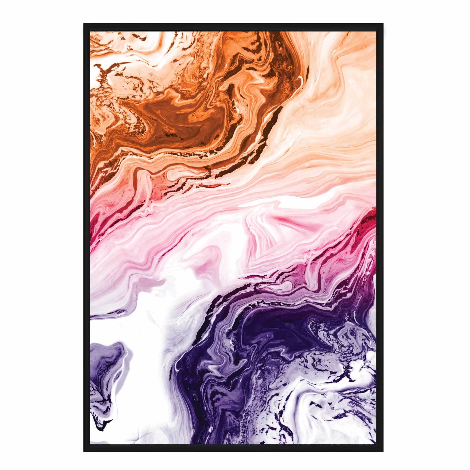 Abstract Fluid Orange and Purple No 2 Art Print