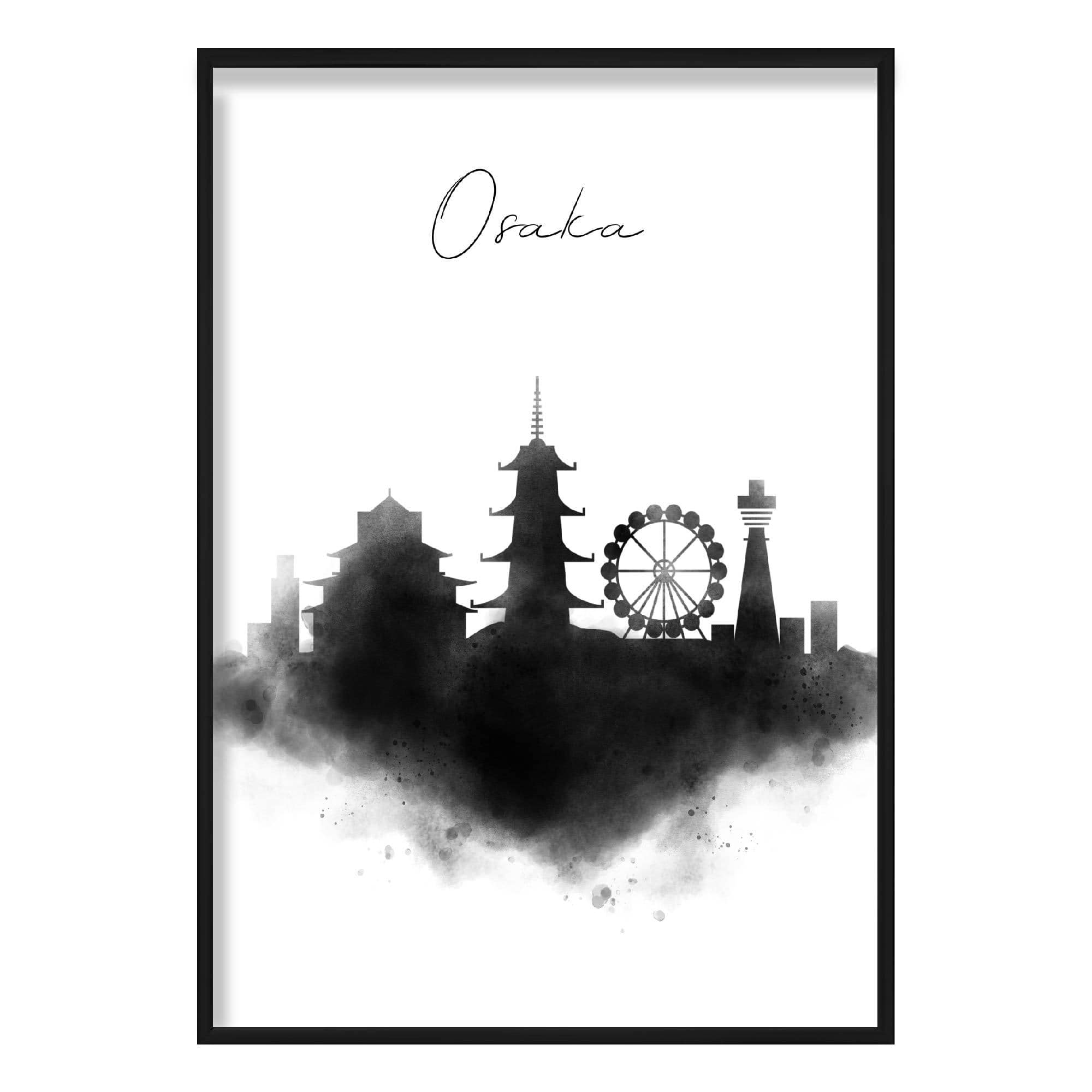 Osaka Watercolour Skyline Cityscape Print