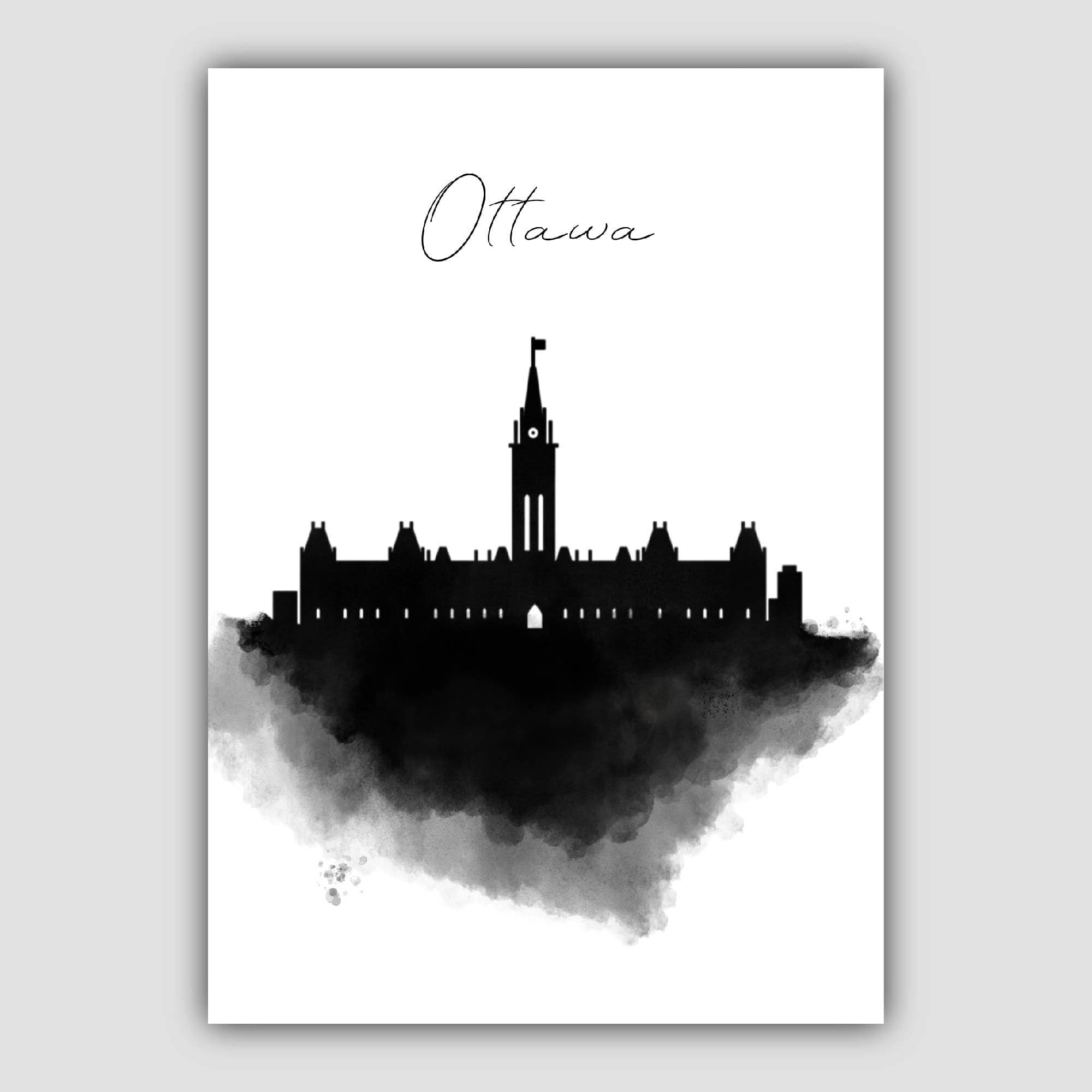 Ottawa Watercolour Skyline Cityscape Print