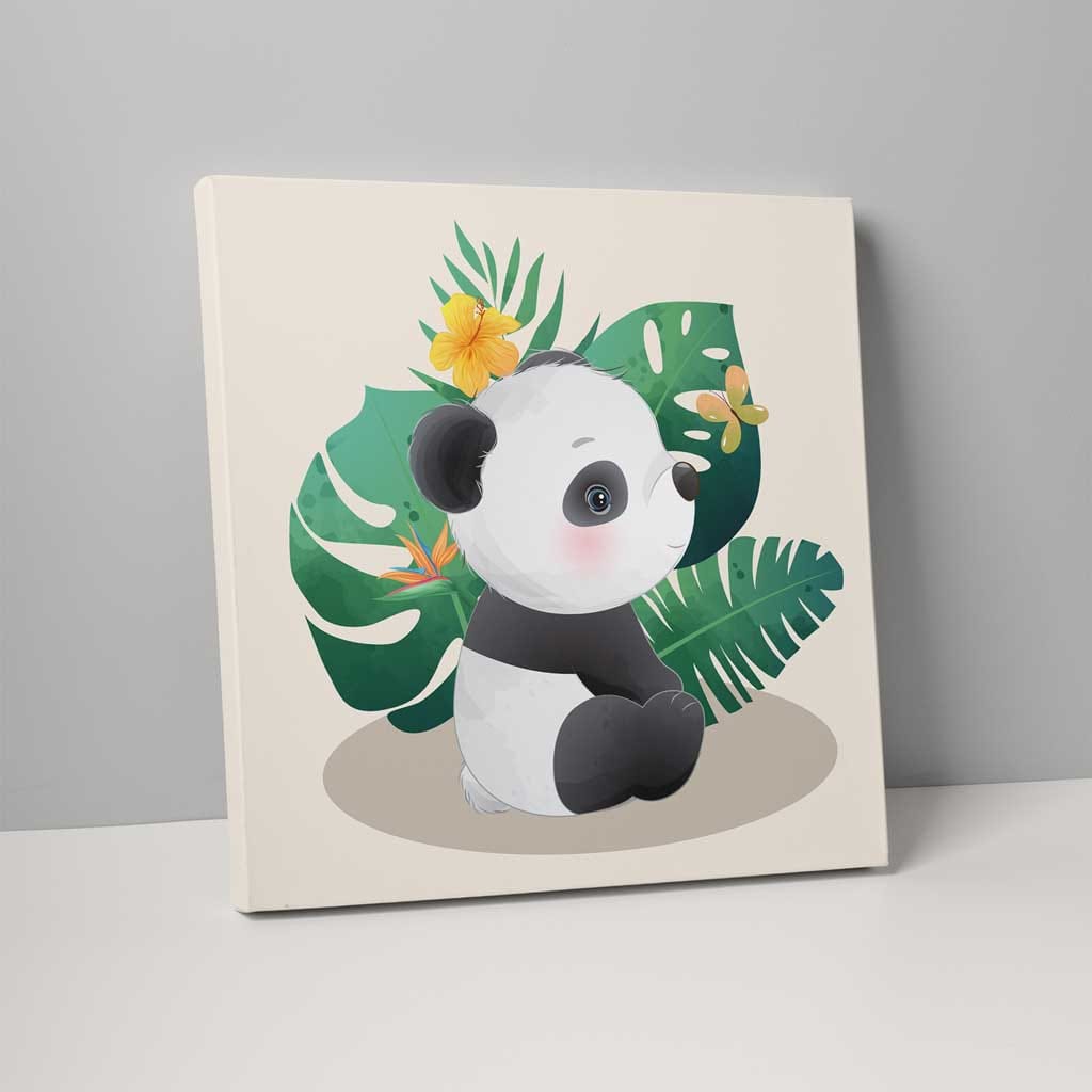Tropical Jungle Panda Nursery Print on Canvas
