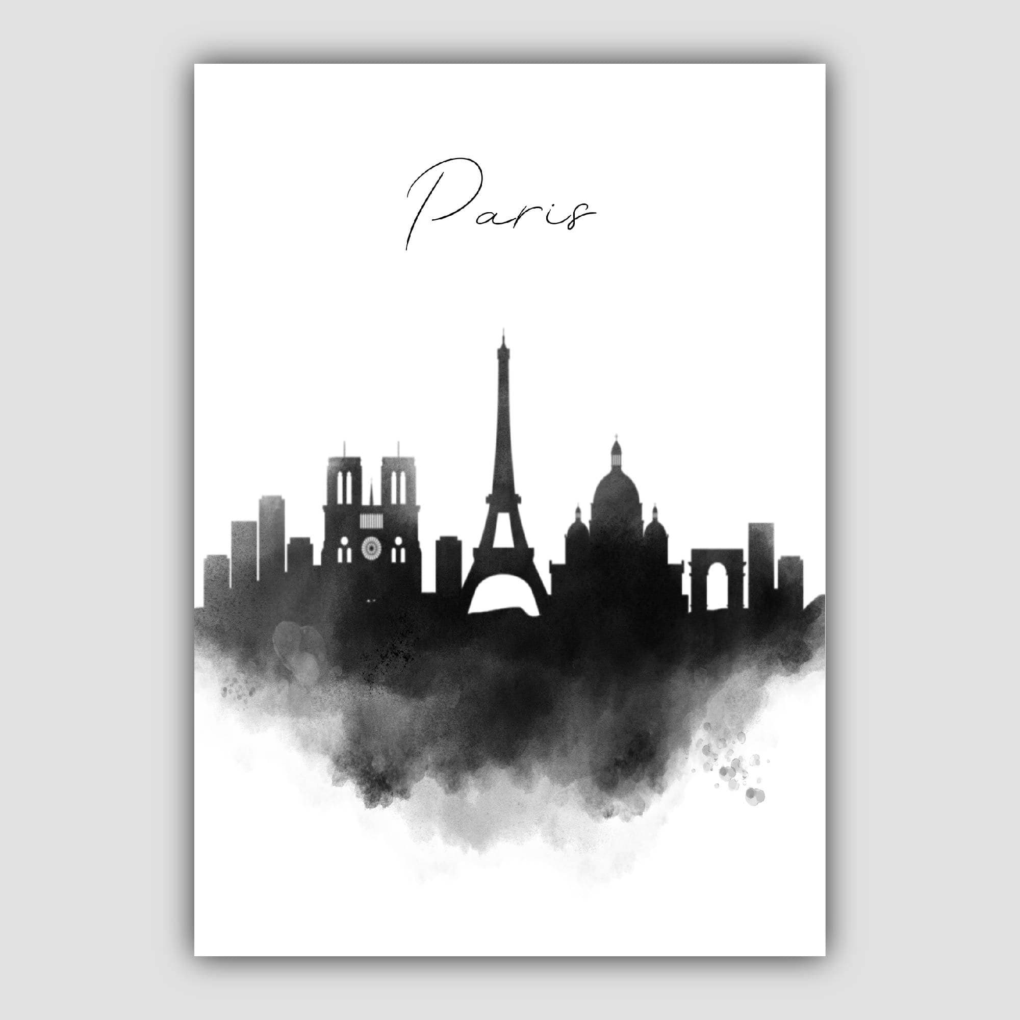 Paris Watercolour Skyline Cityscape Print