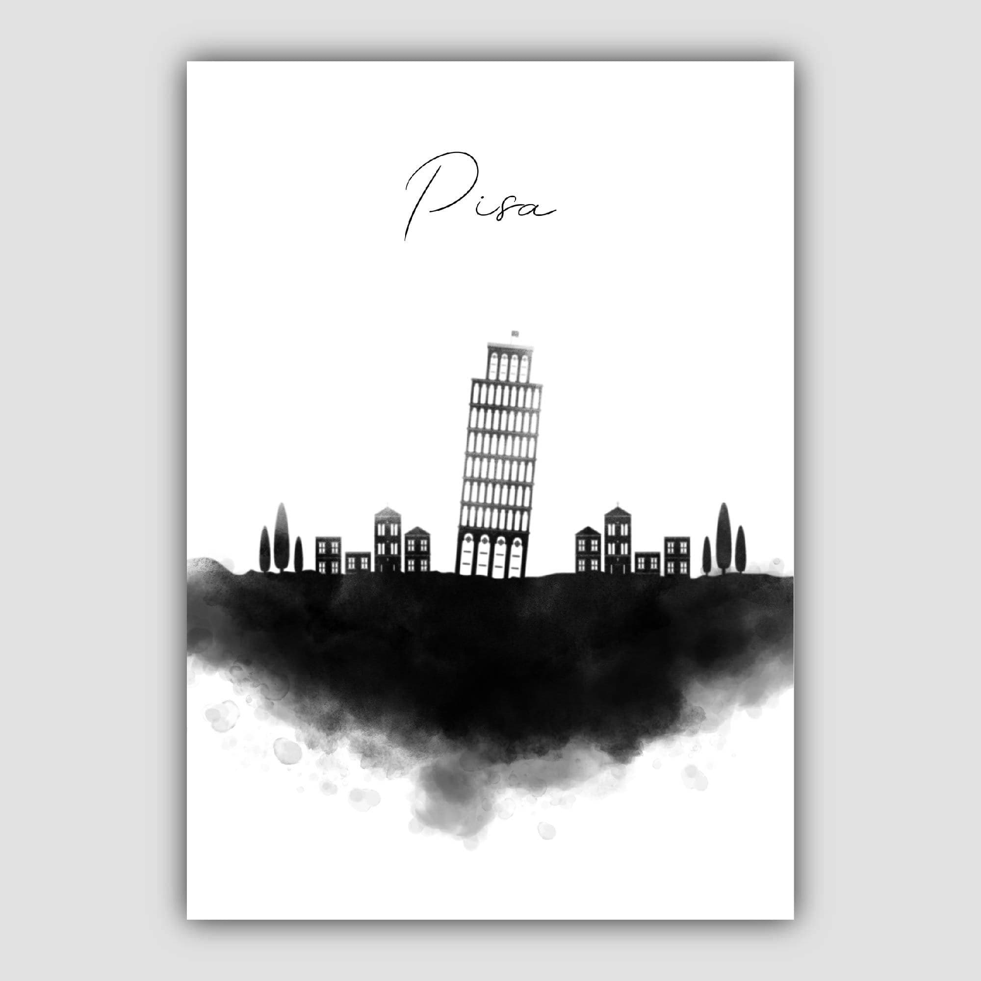 Pisa Watercolour Skyline Cityscape Print