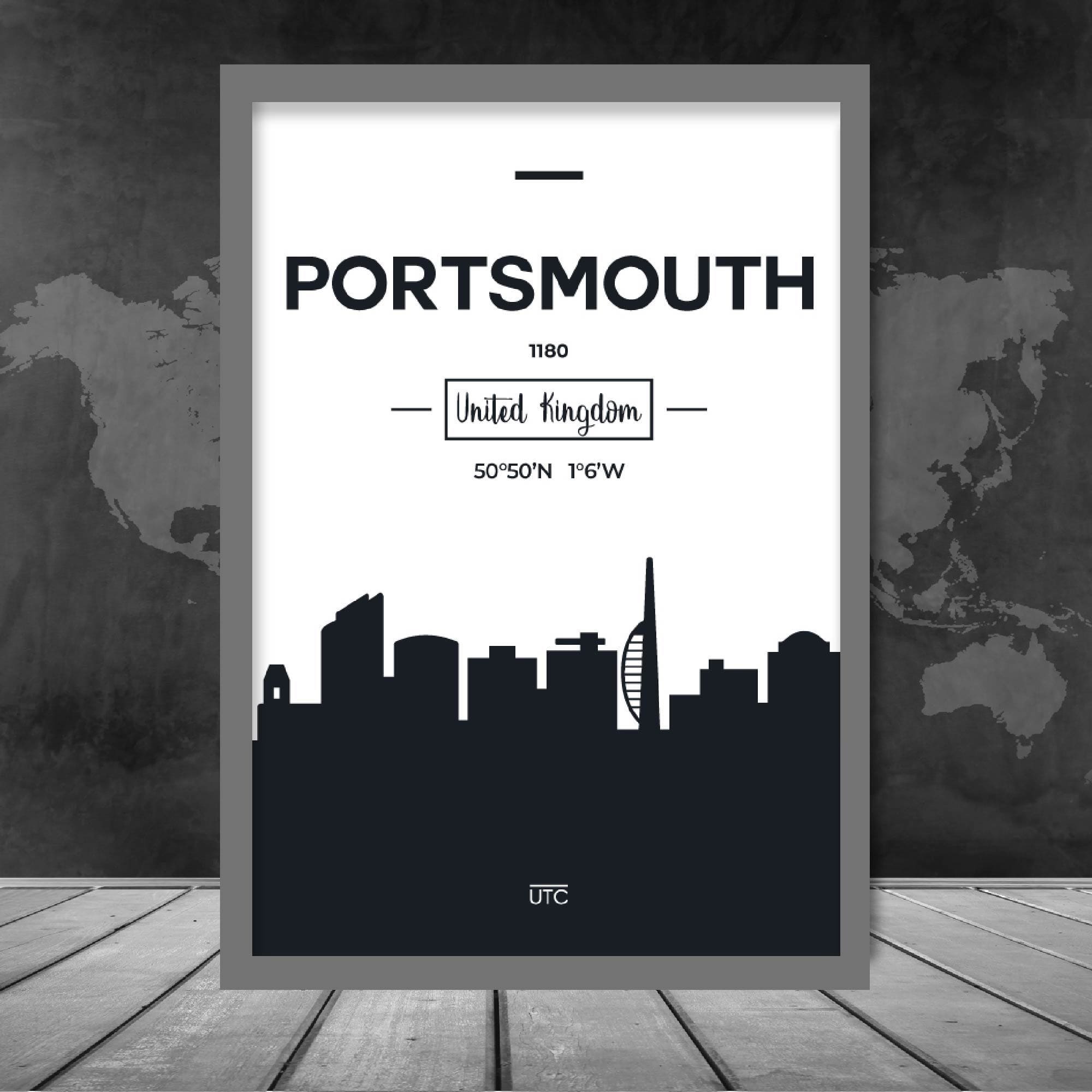 Portsmouth City Skyline Cityscape Print