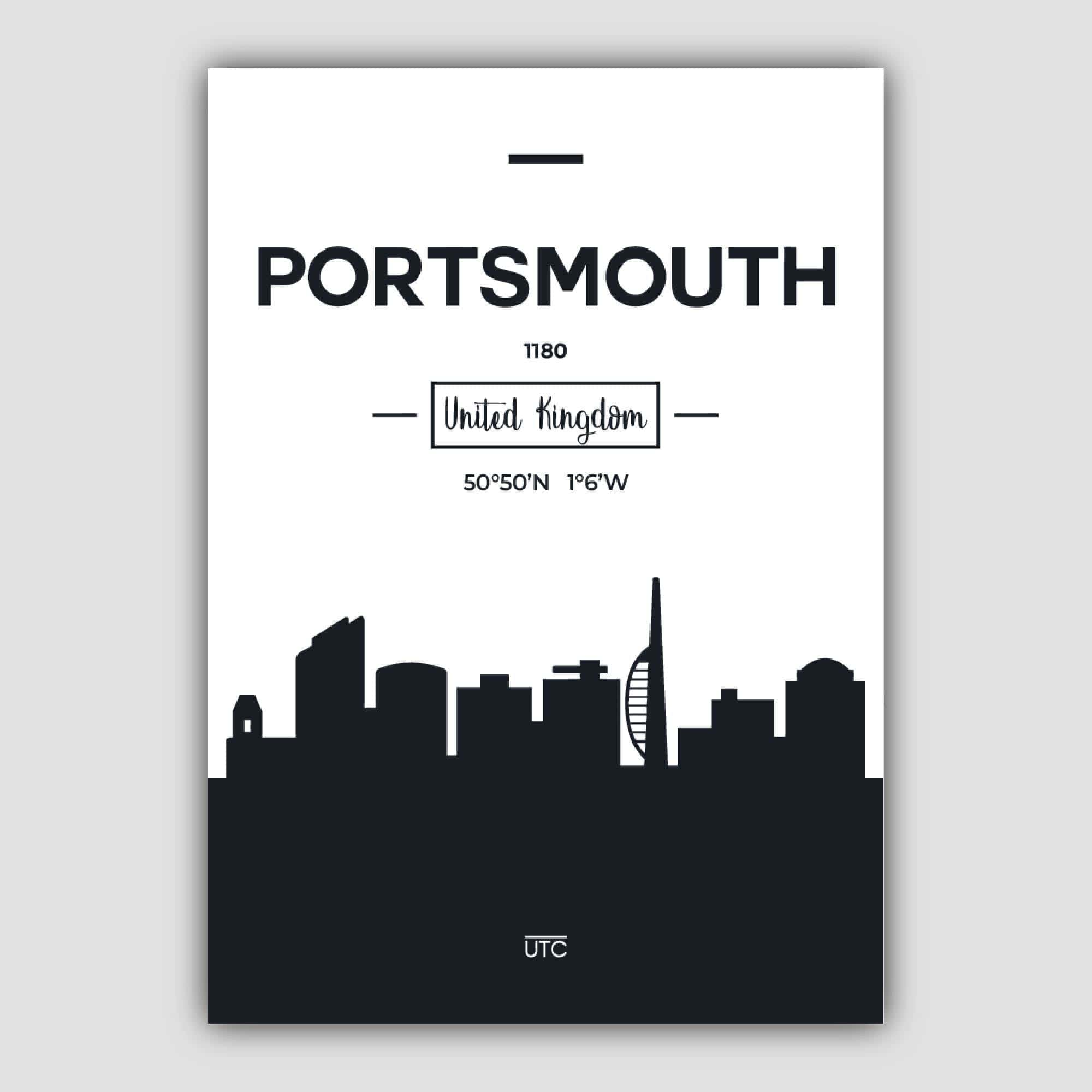 Portsmouth City Skyline Cityscape Print