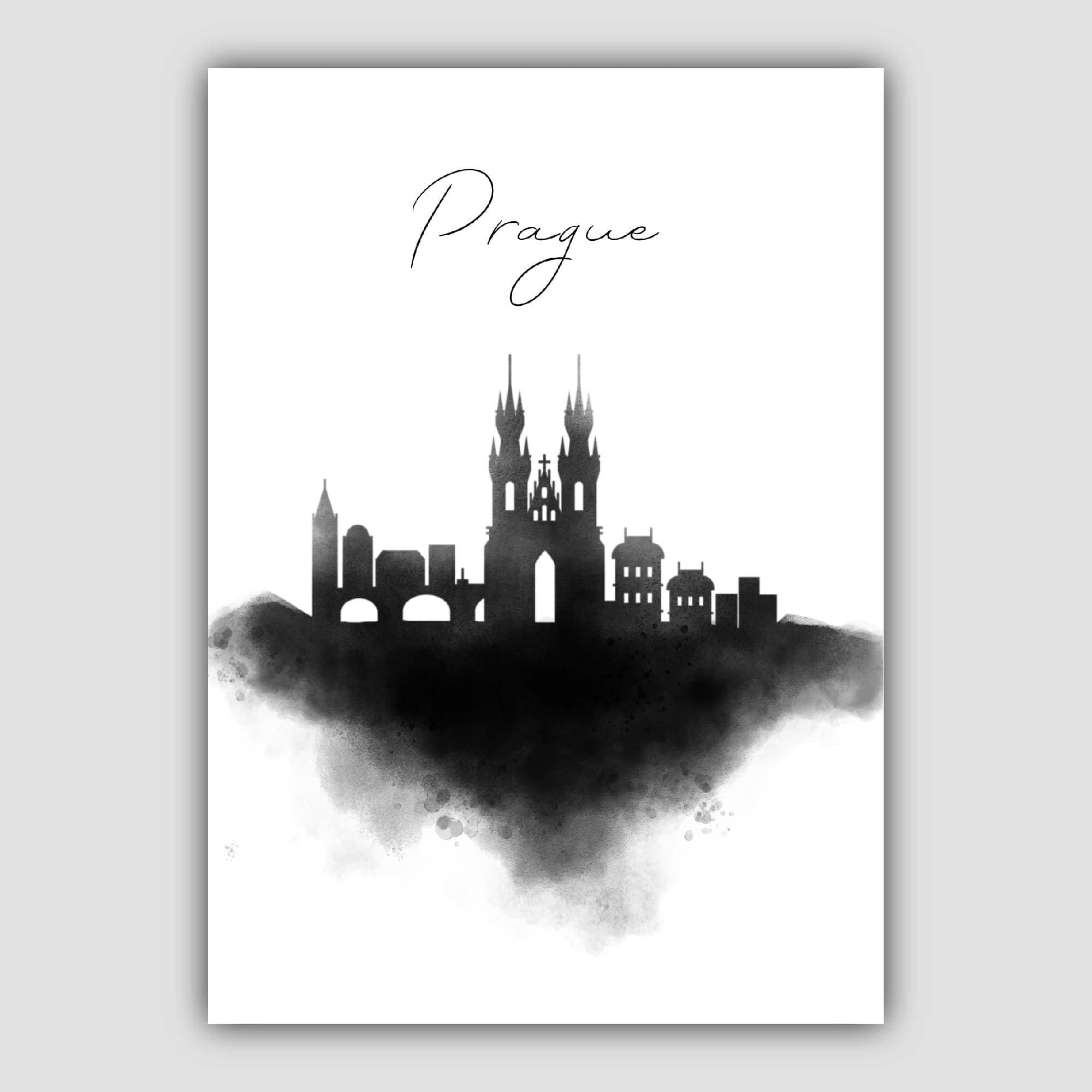 Prague Watercolour Skyline Cityscape Print