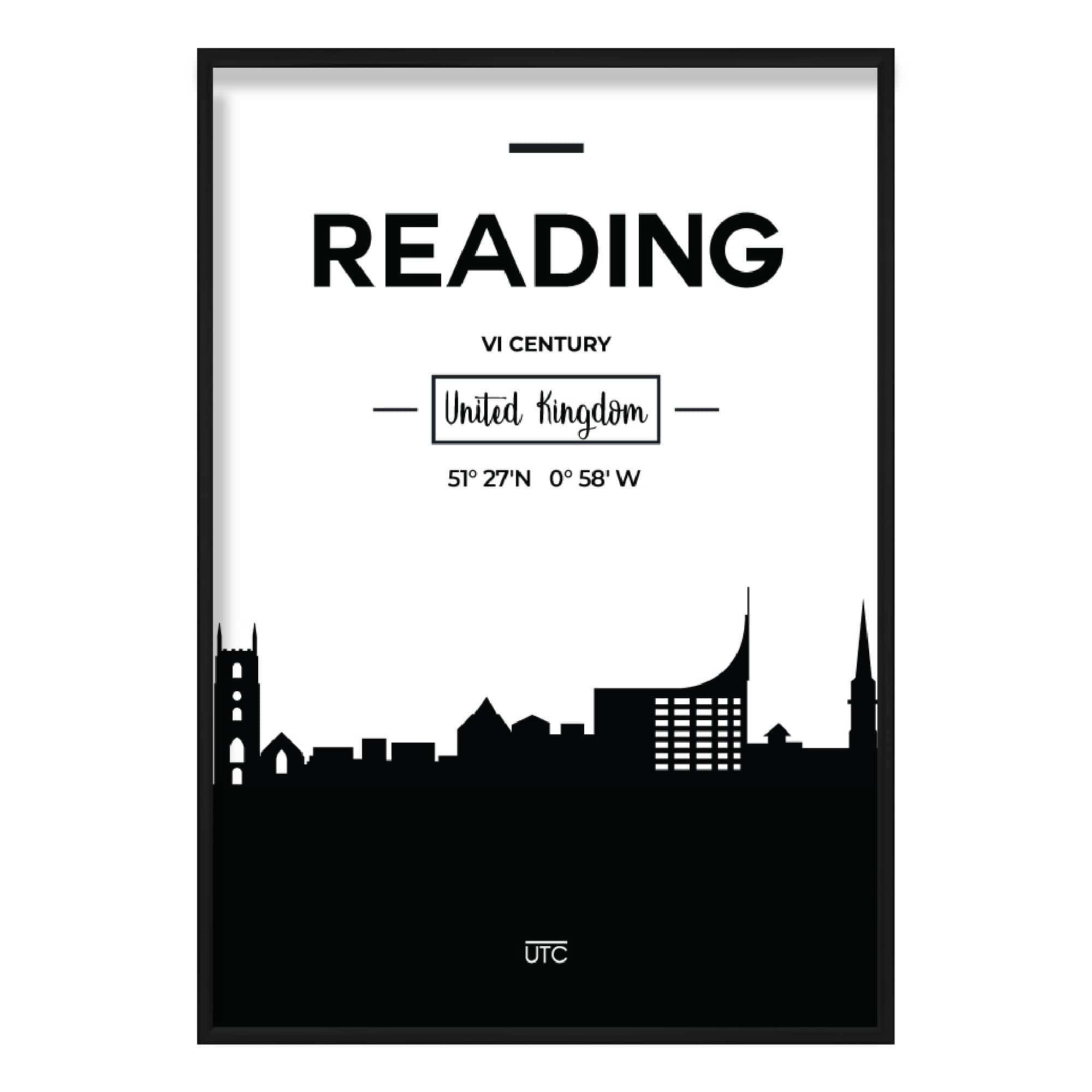 Reading City Skyline Cityscape Print
