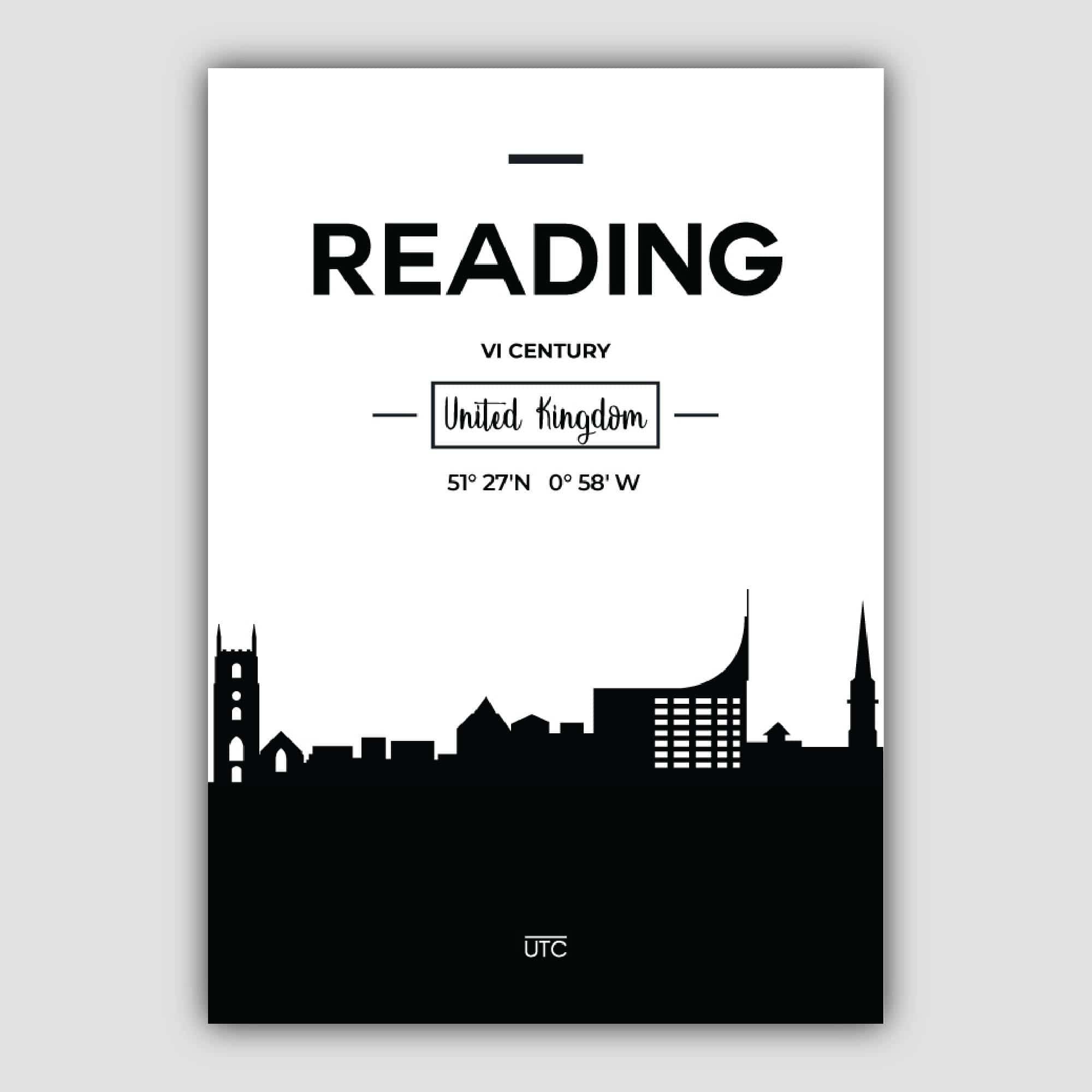 Reading City Skyline Cityscape Print