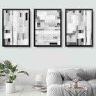 Set of 3 Abstract Black and White Blocks Art Prints