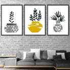 Set of 3 Grey & Yellow Cactus Scandinavian Art Prints