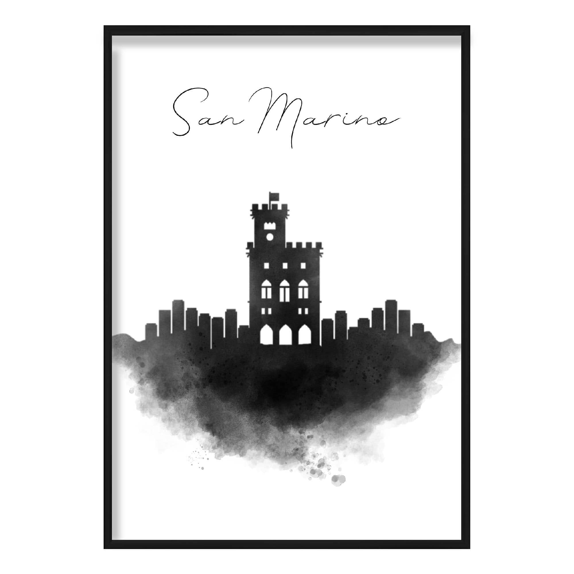 San Marino Watercolour Skyline Cityscape Print