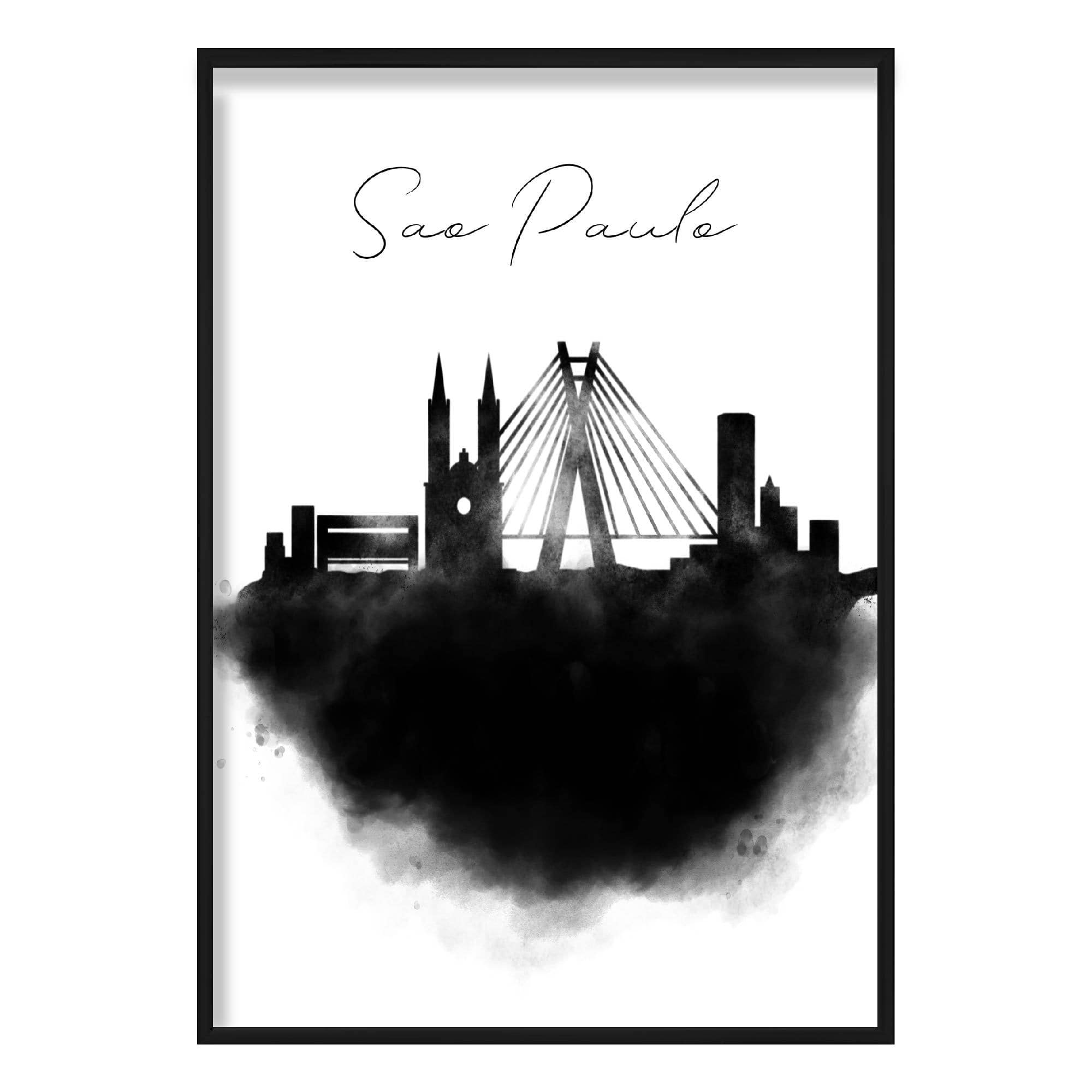 Sao Paulo Watercolour Skyline Cityscape Print