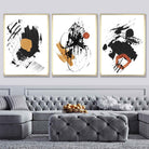 Set of 3 Abstract Posters from Oil Paintings Black & Yellow