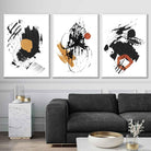 Set of 3 Abstract Posters from Oil Paintings Black & Yellow