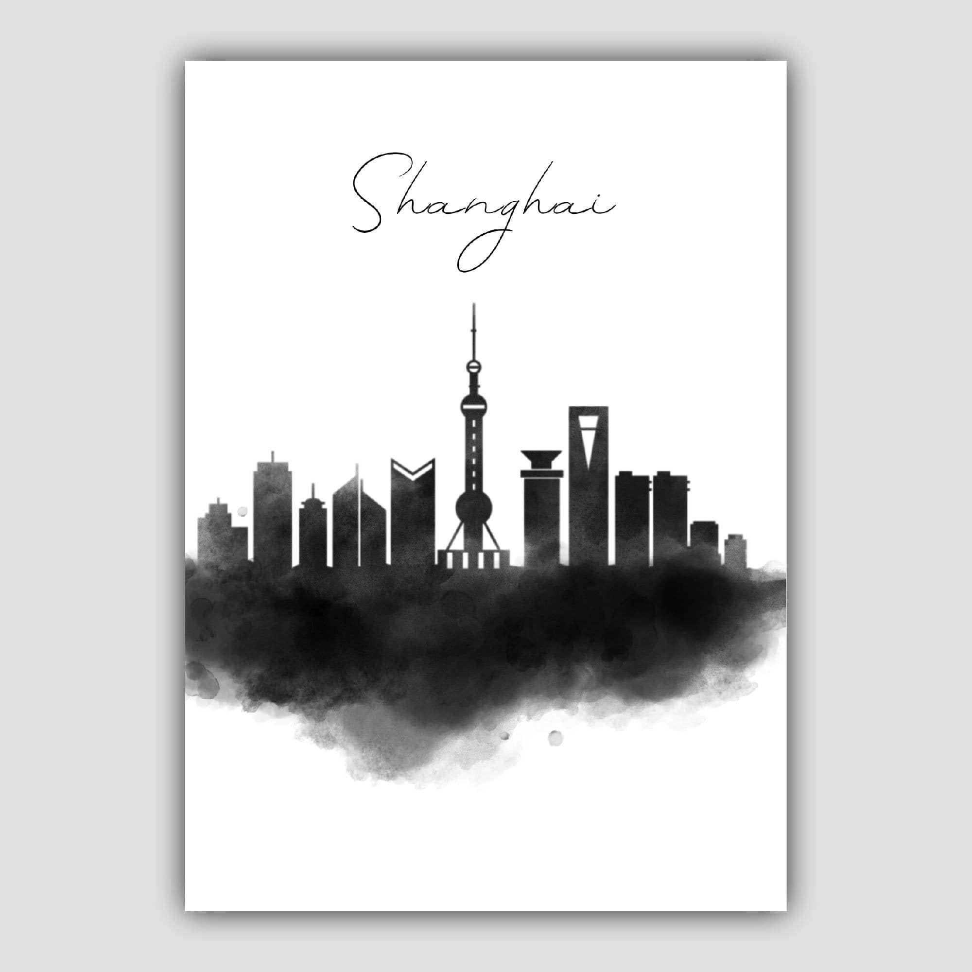 Shanghai Watercolour Skyline Cityscape Print