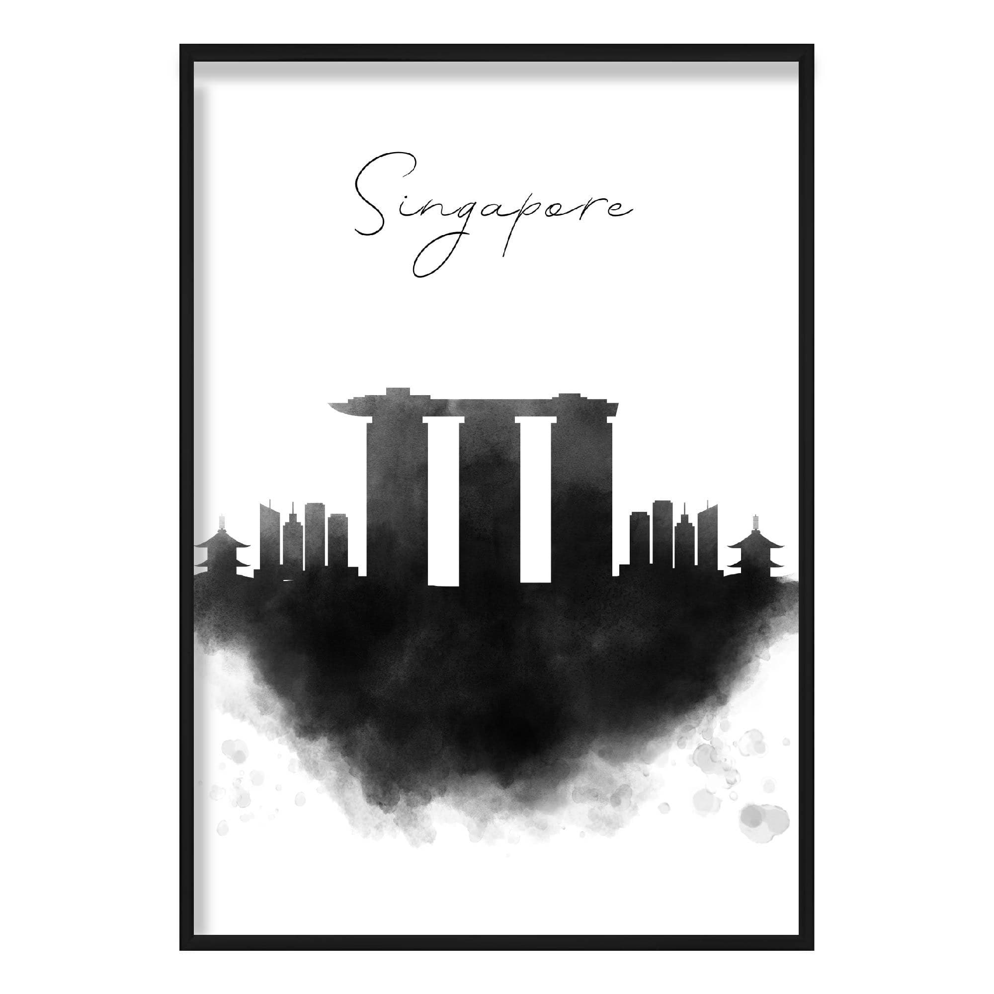 Singapore Watercolour Skyline Cityscape Print