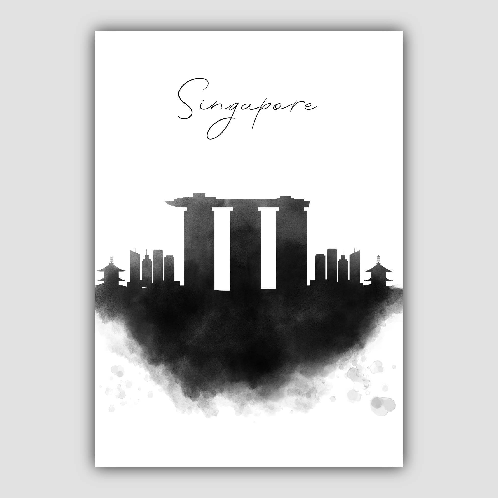 Singapore Watercolour Skyline Cityscape Print
