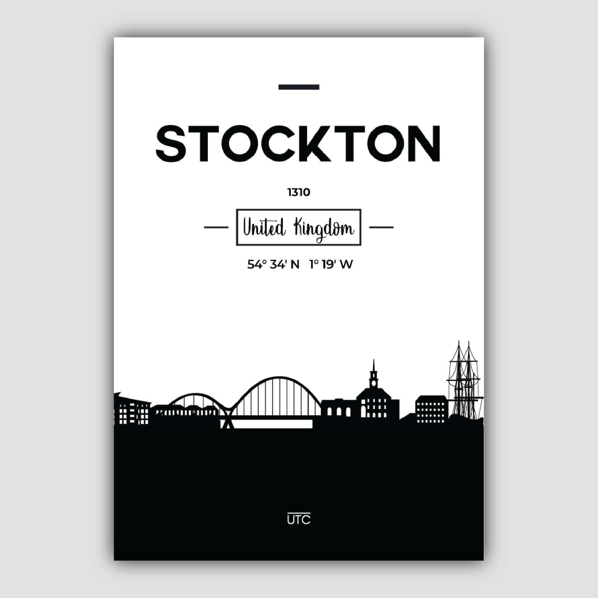 Stockton City Skyline Cityscape Print
