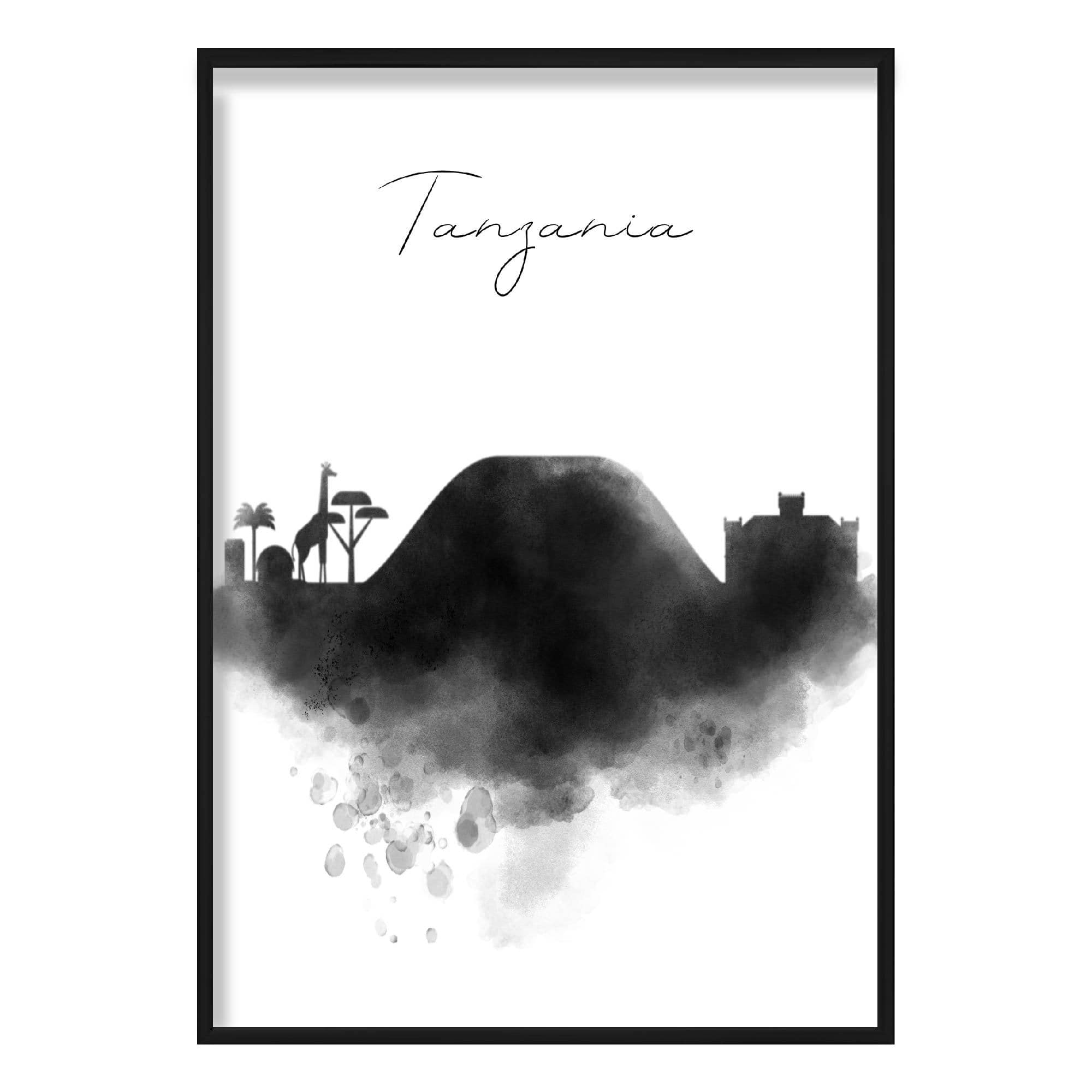 Tanzania Watercolour Skyline Cityscape Print
