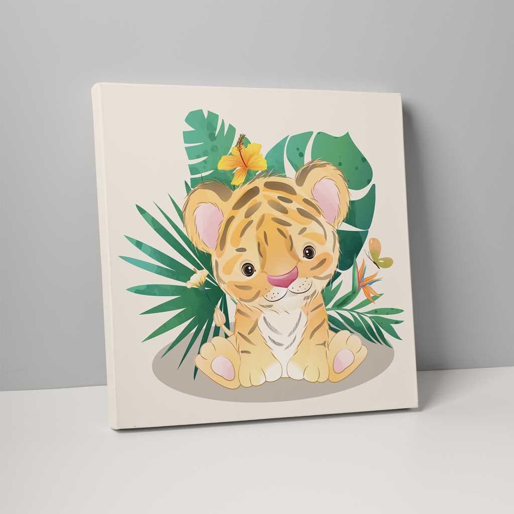 Tropical Jungle Tiger Nursery Print on Canvas