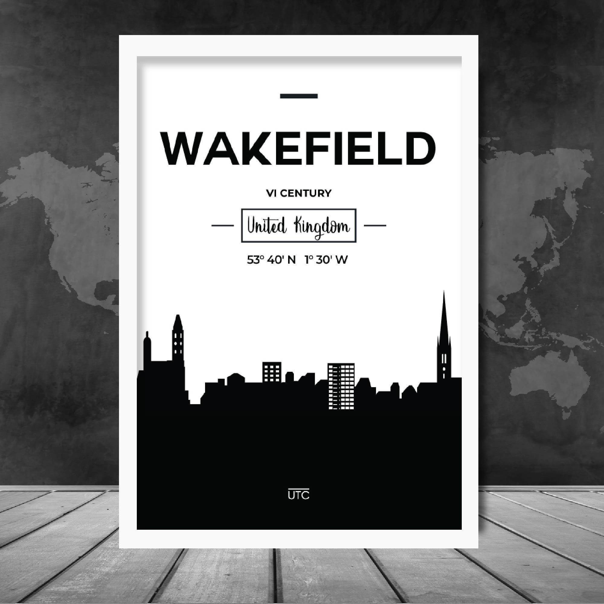 Wakefield City Skyline Cityscape Print