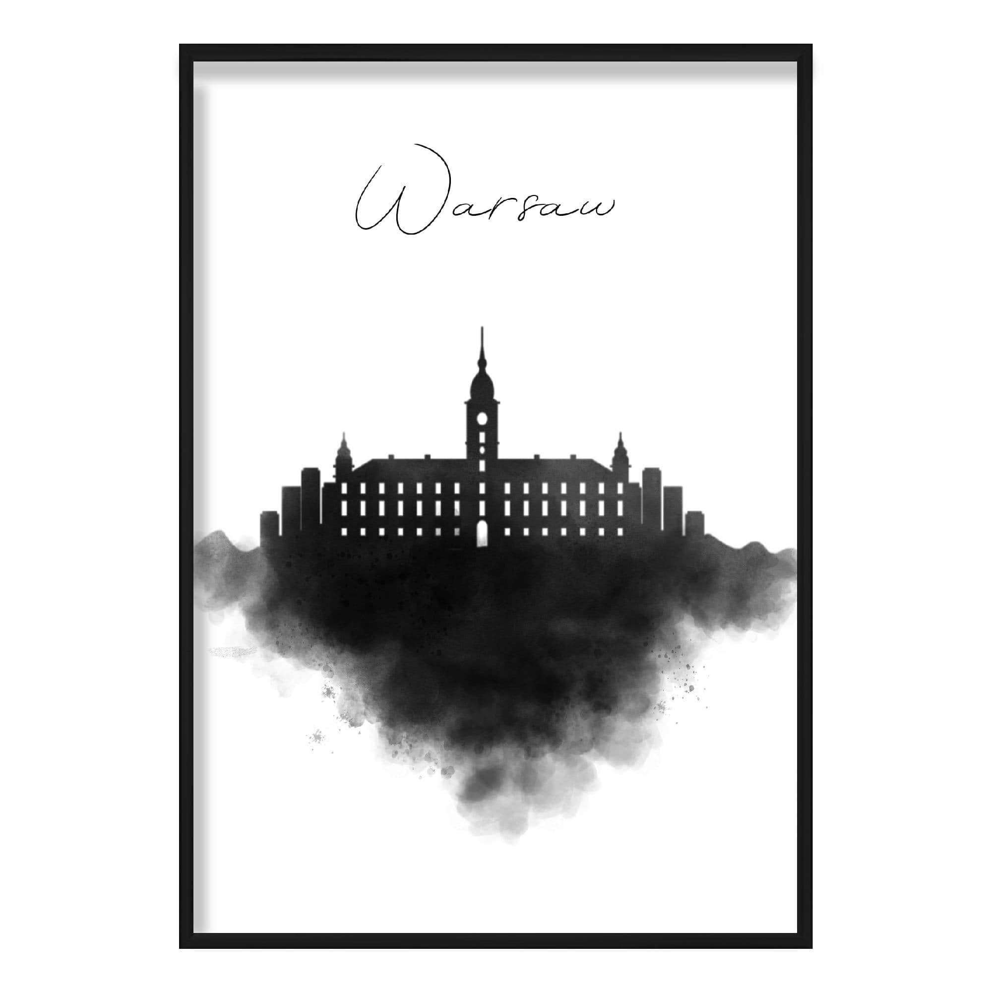 Warsaw City Watercolour Skyline Cityscape Print