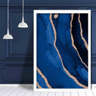 Abstract Navy Blue and Gold No 3 Art Print