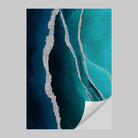 Abstract Teal Blue & Silver No 1 Art Print