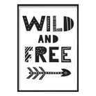 Wild and Free Black & White Scandinavian Nursery Poster
