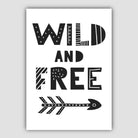 Wild and Free Black & White Scandinavian Nursery Poster