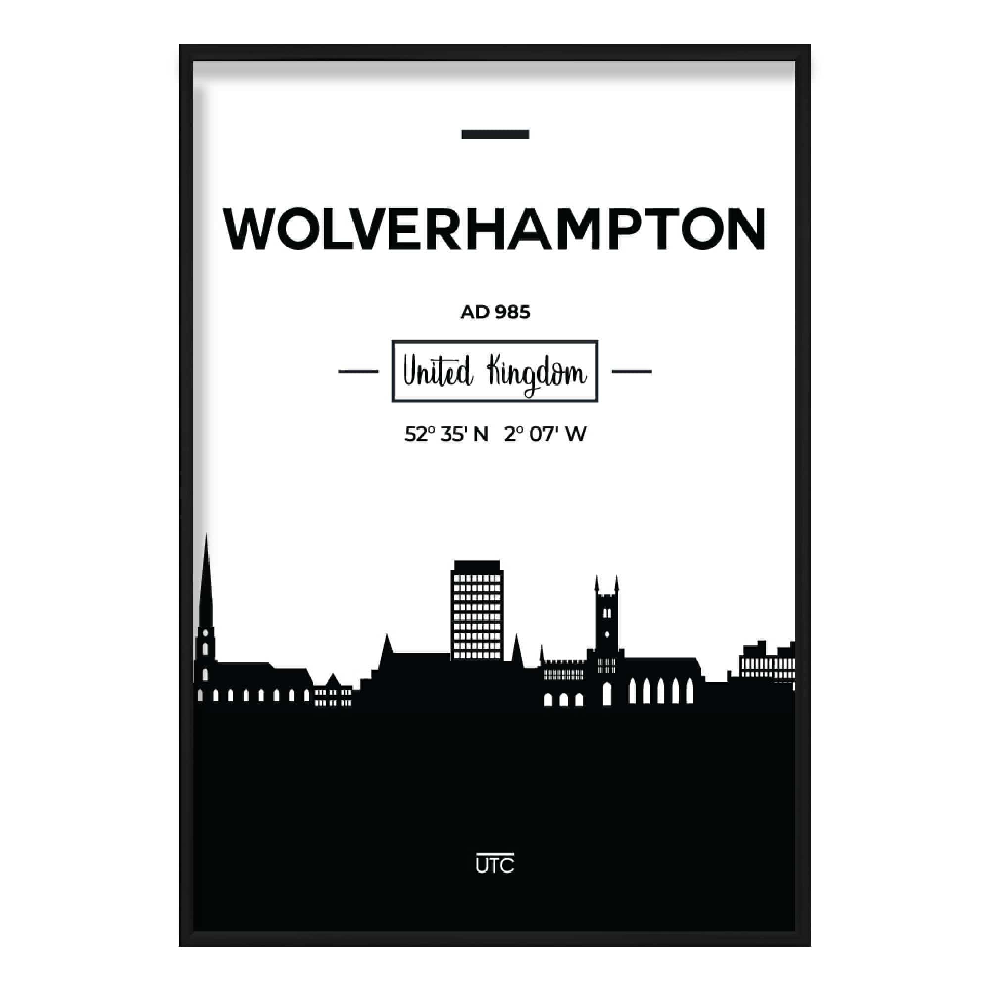 Wolverhampton City Skyline Cityscape Print
