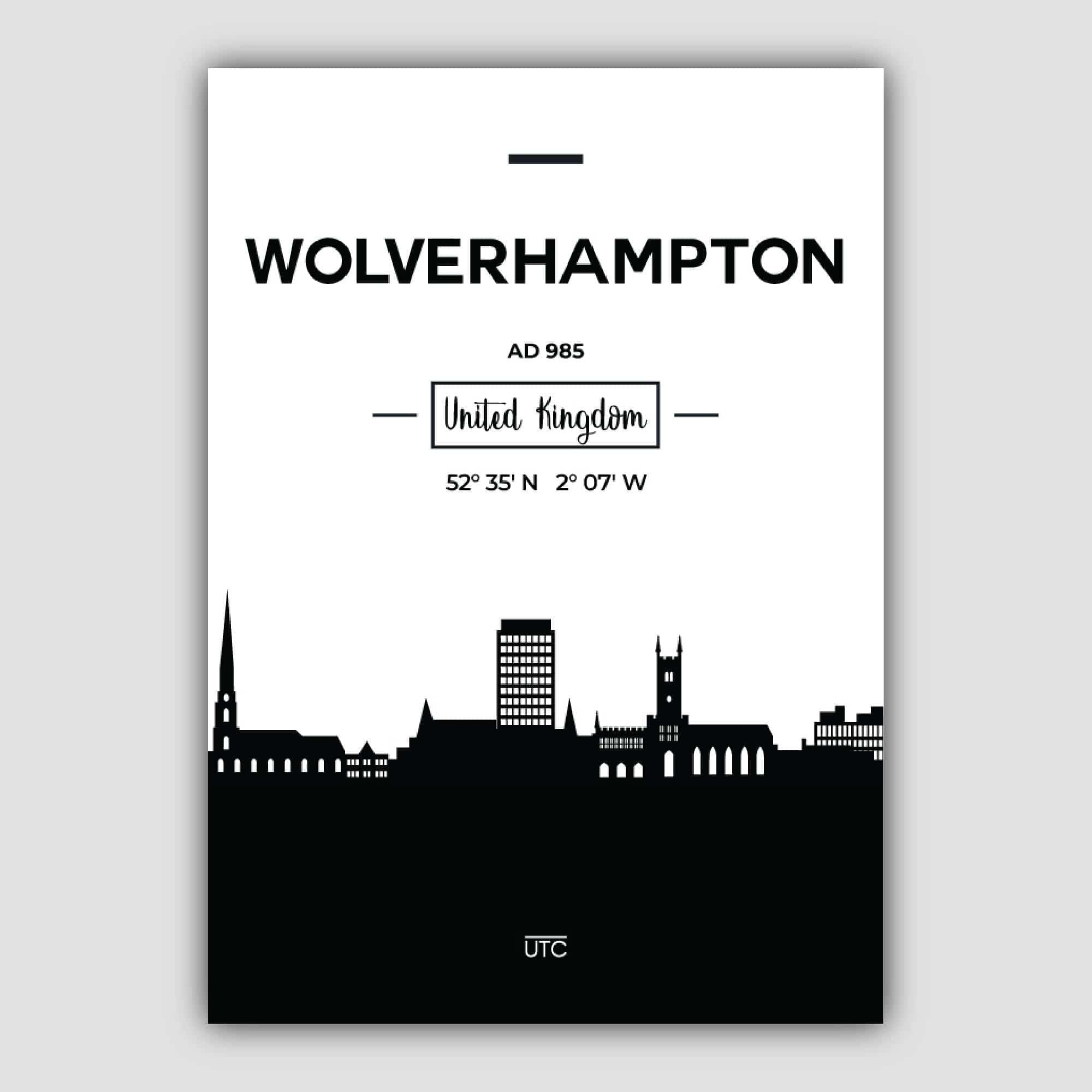 Wolverhampton City Skyline Cityscape Print